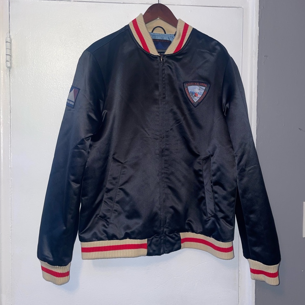 Scotch & Soda Black and Red Bomber Jacket Size XL